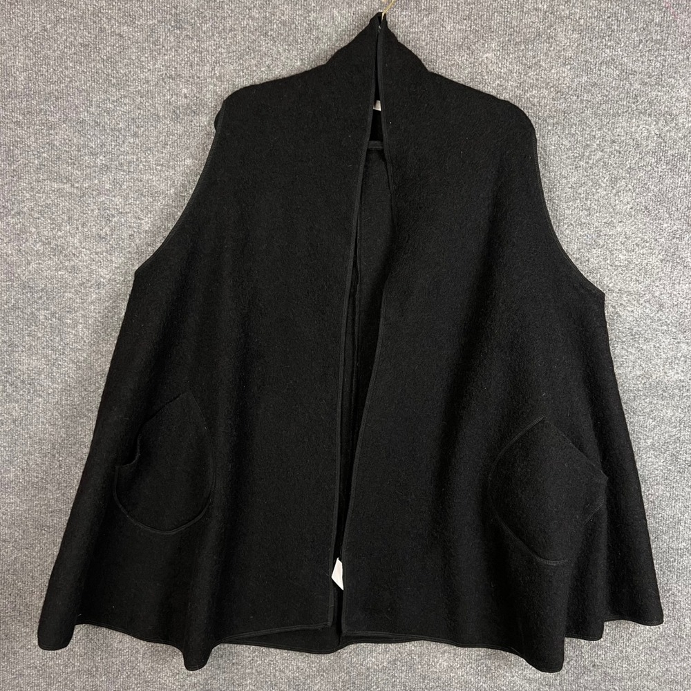 Cut Loose Wool Vest Women L/XL Black Excellent Open Front Pockets USA Made